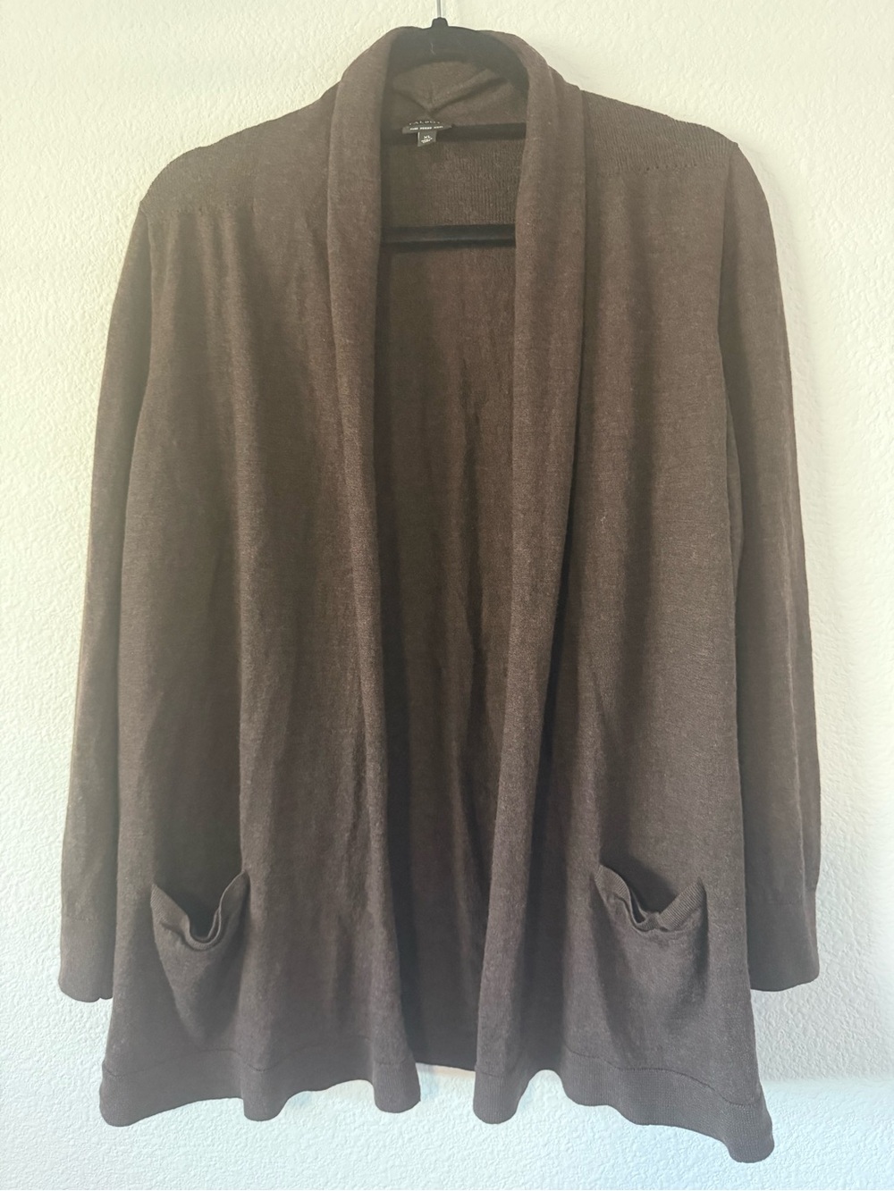 Talbots Brown V-Neck Pure Merino Wool Cardigan Sweater S3